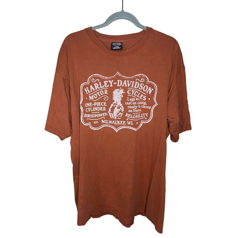 Harley-Davidson Men's XL Orange Graphic Print T-Shirt Kitty Hawk